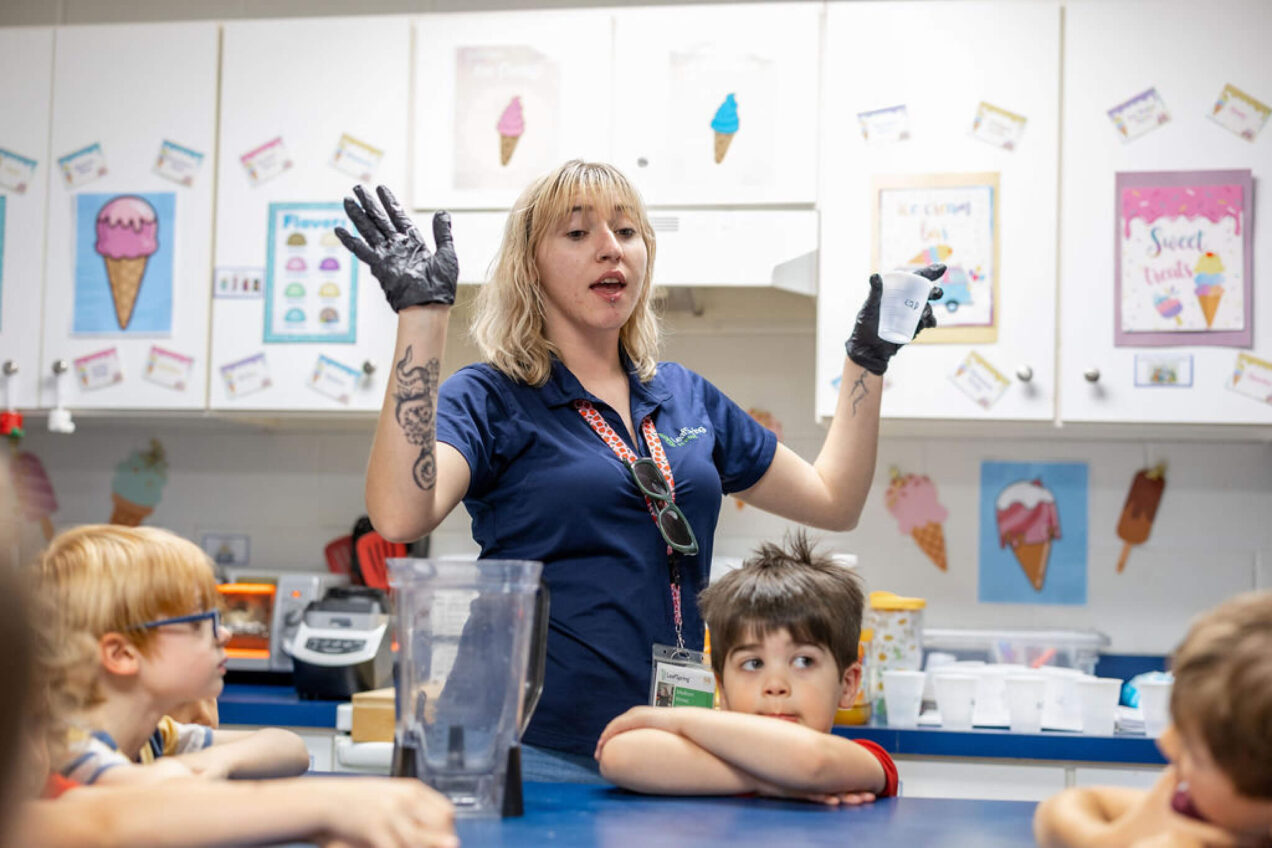 LeafSpring School teacher interacting with students